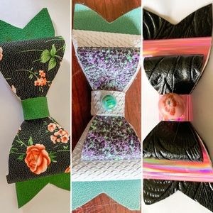 Handmade faux leather girls hair bows